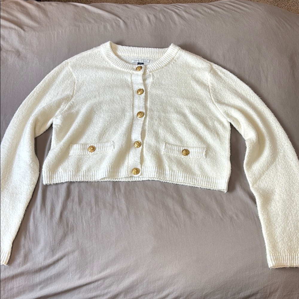Women's White Cardigan Sweater